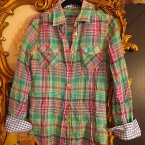 Arnold Zimberg plead cotton button down shirt